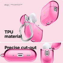 Elago Compatible With Airpods Pro 2Nd Generation Case Clear, Compatible With Airpods Pro 2 Case, Protective Case With Keychain, Transparent, Wireless Charging, Reduced Yellowing, Neon Hotpink, Eapp2Cl-Hang-Nhp