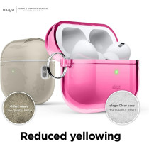 Elago Compatible With Airpods Pro 2Nd Generation Case Clear, Compatible With Airpods Pro 2 Case, Protective Case With Keychain, Transparent, Wireless Charging, Reduced Yellowing, Neon Hotpink, Eapp2Cl-Hang-Nhp