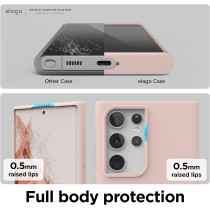 Elago Compatible With Samsung Galaxy S22 Ultra Case, Liquid Silicone Case, Full Body Screen Camera Protective Cover, Shockproof, Slim Case, 6.8 Inch, Sand Pink, Egs22Sc68