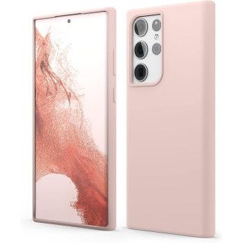 Elago Compatible With Samsung Galaxy S22 Ultra Case, Liquid Silicone Case, Full Body Screen Camera Protective Cover, Shockproof, Slim Case, 6.8 Inch, Sand Pink, Egs22Sc68