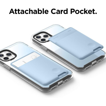 Elago Slim Wallet Phone Case, Secure Card Holder, 3M Adhesive For Iphone, Galaxy And Most Smartphones, Pastel Blue, Epocket-Pbl