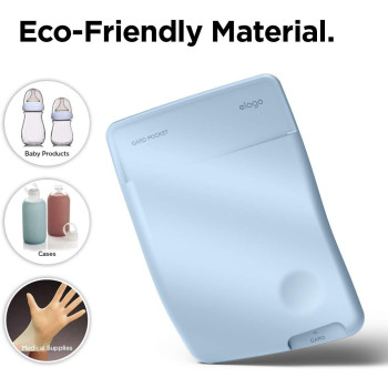 Elago Slim Wallet Phone Case, Secure Card Holder, 3M Adhesive For Iphone, Galaxy And Most Smartphones, Pastel Blue, Epocket-Pbl