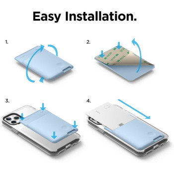 Elago Slim Wallet Phone Case, Secure Card Holder, 3M Adhesive For Iphone, Galaxy And Most Smartphones, Pastel Blue, Epocket-Pbl