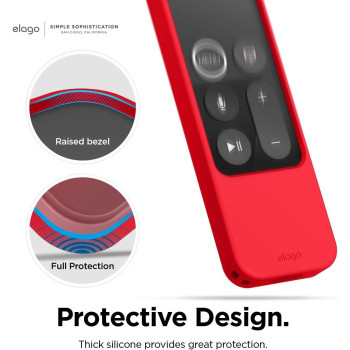 Elago R4 Retro Apple Tv Remote Case Compatible With Apple Tv Siri Remote 1St Generation, Classic Controller Design, Lanyard Included, Red, 8809667652438