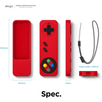 Elago R4 Retro Apple Tv Remote Case Compatible With Apple Tv Siri Remote 1St Generation, Classic Controller Design, Lanyard Included, Red, 8809667652438