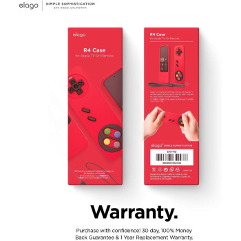 Elago R4 Retro Apple Tv Remote Case Compatible With Apple Tv Siri Remote 1St Generation, Classic Controller Design, Lanyard Included, Red, 8809667652438