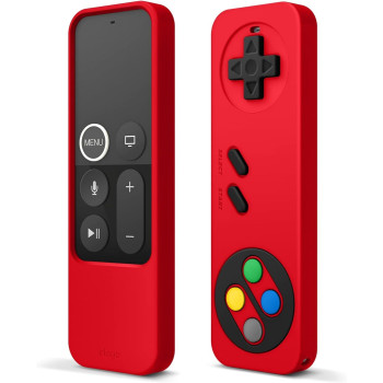 Elago R4 Retro Apple Tv Remote Case Compatible With Apple Tv Siri Remote 1St Generation, Classic Controller Design, Lanyard Included, Red, 8809667652438