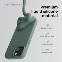 Elago Compatible With Iphone 15 Case, Liquid Silicone Case, Full Body Protective Cover, Shockproof, Slim Phone Case, 6.1 Inch, Midnight Green, Es15Sc61-Mgr