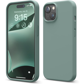 Elago Compatible With Iphone 15 Case, Liquid Silicone Case, Full Body Protective Cover, Shockproof, Slim Phone Case, 6.1 Inch, Midnight Green, Es15Sc61-Mgr
