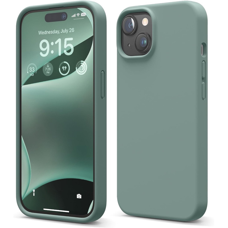 Elago Compatible With Iphone 15 Case, Liquid Silicone Case, Full Body Protective Cover, Shockproof, Slim Phone Case, 6.1 Inch, Midnight Green, Es15Sc61-Mgr