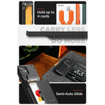 Vrs Design Damda Glide Pro Phone Case For Galaxy S23 Ultra, Sturdy Semi Auto Wallet 4 Cards Compatible With Galaxy S23 Ultra 6.8" 2023, Groove Black, 911807