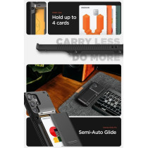 Vrs Design Damda Glide Pro Phone Case For Galaxy S23 Ultra, Sturdy Semi Auto Wallet 4 Cards Compatible With Galaxy S23 Ultra 6.8" 2023, Groove Black, 911807