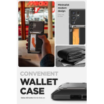 Vrs Design Damda Glide Pro Phone Case For Galaxy S23 Ultra, Sturdy Semi Auto Wallet 4 Cards Compatible With Galaxy S23 Ultra 6.8" 2023, Groove Black, 911807