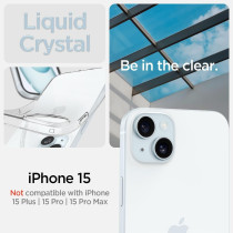 Spigen Liquid Crystal Designed For iPhone 15 Case 2023, Military Grade Drop Protection, Crystal Clear, ACS06786