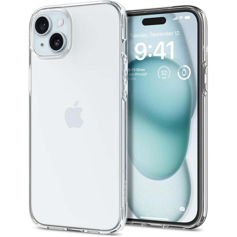 Spigen Liquid Crystal Designed For iPhone 15 Case 2023, Military Grade Drop Protection, Crystal Clear, ACS06786