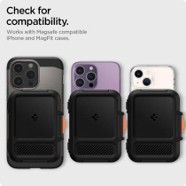 Spigen Lock Fit MagFit Magnetic Wallet Card Holder Up To 6 Cards Designed For MagSafe Compatible With iPhone 15, iPhone 14, iPhone 13, iPhone 12 Model, Black, AFA06031