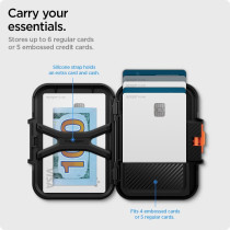 Spigen Lock Fit MagFit Magnetic Wallet Card Holder Up To 6 Cards Designed For MagSafe Compatible With iPhone 15, iPhone 14, iPhone 13, iPhone 12 Model, Black, AFA06031