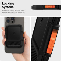 Spigen Lock Fit MagFit Magnetic Wallet Card Holder Up To 6 Cards Designed For MagSafe Compatible With iPhone 15, iPhone 14, iPhone 13, iPhone 12 Model, Black, AFA06031
