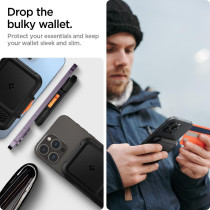 Spigen Lock Fit MagFit Magnetic Wallet Card Holder Up To 6 Cards Designed For MagSafe Compatible With iPhone 15, iPhone 14, iPhone 13, iPhone 12 Model, Black, AFA06031