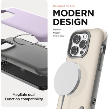 Vrs Design Phone Case For iPhone 15 Pro Max, Compatible With MagSafe Terra Guard Modeern Premium Modern Style Dual Protection Magnetic Case For iPhone 15 Pro Max, Cream, 912845