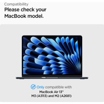 Spigen Urban Fit Designed For MacBook Air 13 inch Case 2024 M3 A3113, 2022 M2 A2681, Protective Premium Fabric Case, Black, ACS05272