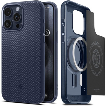 Spigen Magnetic Mag Armor MagFit Designed For iPhone 15 Pro Case, Military-Grade Protection Compatible With MagSafe 2023, Navy Blue, ACS06737