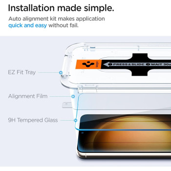 Spigen Tempered Glass Screen Protector Glass TR EZ Fit Designed For Galaxy S23 2023, 2 Pack, Case Friendly, Crystal Clear, S23