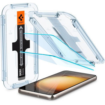 Spigen Tempered Glass Screen Protector Glass TR EZ Fit Designed For Galaxy S23 2023, 2 Pack, Case Friendly, Crystal Clear, S23