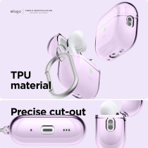 Elago Compatible With AirPods Pro 2nd Generation Case Clear Compatible With AirPods Pro 2 Case, Protective Case With Keychain, Transparent, Wireless Charging, Reduced Yellowing, Lavender, EAPP2CL-HANG-LV