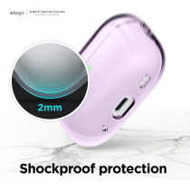 Elago Compatible With AirPods Pro 2nd Generation Case Clear Compatible With AirPods Pro 2 Case, Protective Case With Keychain, Transparent, Wireless Charging, Reduced Yellowing, Lavender, EAPP2CL-HANG-LV