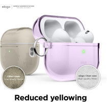 Elago Compatible With AirPods Pro 2nd Generation Case Clear Compatible With AirPods Pro 2 Case, Protective Case With Keychain, Transparent, Wireless Charging, Reduced Yellowing, Lavender, EAPP2CL-HANG-LV