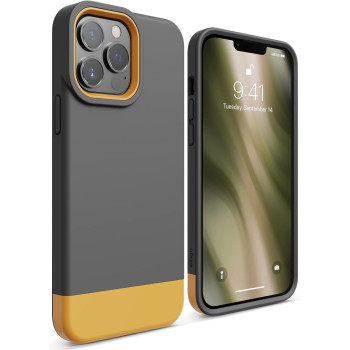 Elago Glide Armor Case Designed For iPhone 13 Pro Max Case, Drop Protection, Shockproof Protective TPU Cover, Upgraded Shockproof, Mix And Match Parts, Enhanced Camera Guard, Dark Gray/Yellow, ES13GL67-DGYYE