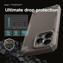 Elago Armor Compatible With iPhone 14 Pro Max Case 6.7 Inch US Military Grade Drop Protection, Heavy-Duty Protective Case, Carbon Fiber Texture, Tough Rugged Design, Shockproof Bumper Cover, Sand, ES14AM67PRO-SD
