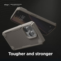 Elago Armor Compatible With iPhone 14 Pro Max Case 6.7 Inch US Military Grade Drop Protection, Heavy-Duty Protective Case, Carbon Fiber Texture, Tough Rugged Design, Shockproof Bumper Cover, Sand, ES14AM67PRO-SD