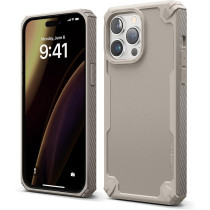 Elago Armor Compatible With iPhone 14 Pro Max Case 6.7 Inch US Military Grade Drop Protection, Heavy-Duty Protective Case, Carbon Fiber Texture, Tough Rugged Design, Shockproof Bumper Cover, Sand, ES14AM67PRO-SD