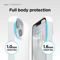Elago Compatible With iPhone 14 Case, Liquid Silicone Case, Full Body Protective Cover, Shockproof, Slim Phone Case, Anti-Scratch Soft Microfiber Lining, 6.1 inch, White, ES14SC61-WH