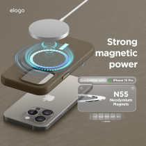 Elago Magnetic Leather Case Compatible With iPhone 15 Pro Max Case, Compatible With All MagSafe Accessories, 6.7 inch Built-In Magnets, Vegan Leather, Shockproof, Water-Resistant, Taupe, ES15MSLE67PRO-TOU