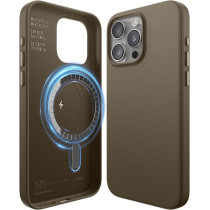 Elago Magnetic Leather Case Compatible With iPhone 15 Pro Max Case, Compatible With All MagSafe Accessories, 6.7 inch Built-In Magnets, Vegan Leather, Shockproof, Water-Resistant, Taupe, ES15MSLE67PRO-TOU