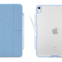 Pipetto Origami No3 Pencil Case For Apple Ipad Air 11 Inch Case M2 Ipad Air 6Th / 5Th / 4Th Generation Smart Cover With 5 In 1 Stand, Light Blue