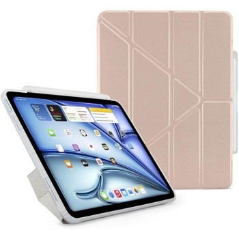 Pipetto Origami No3 Pencil Case For Apple Ipad Air 11 Inch Case M2 Ipad Air 6Th/5Th/4Th Generation Smart Cover With 5 In 1 Stand, Metallic Pink