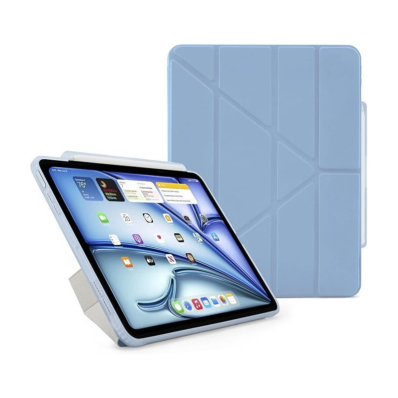 Pipetto Origami No3 Pencil Case For Apple Ipad Air 13 Inch Case M2 Smart Cover With 5 In 1 Stand, Light Blue