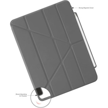 Pipetto Origami No3 Pencil Case For Apple Ipad Pro 11 Inch Case, M4 Smart Cover With 5 In 1 Stand, Grey