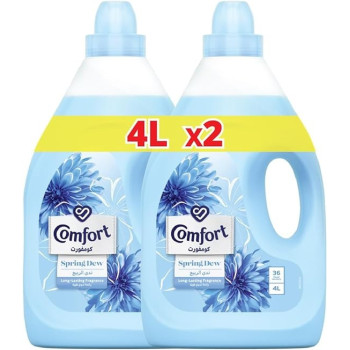 Comfort Fabric Softener, Spring Dew, For Fresh And Soft Clothes, 4L x 2, Pack Of 2