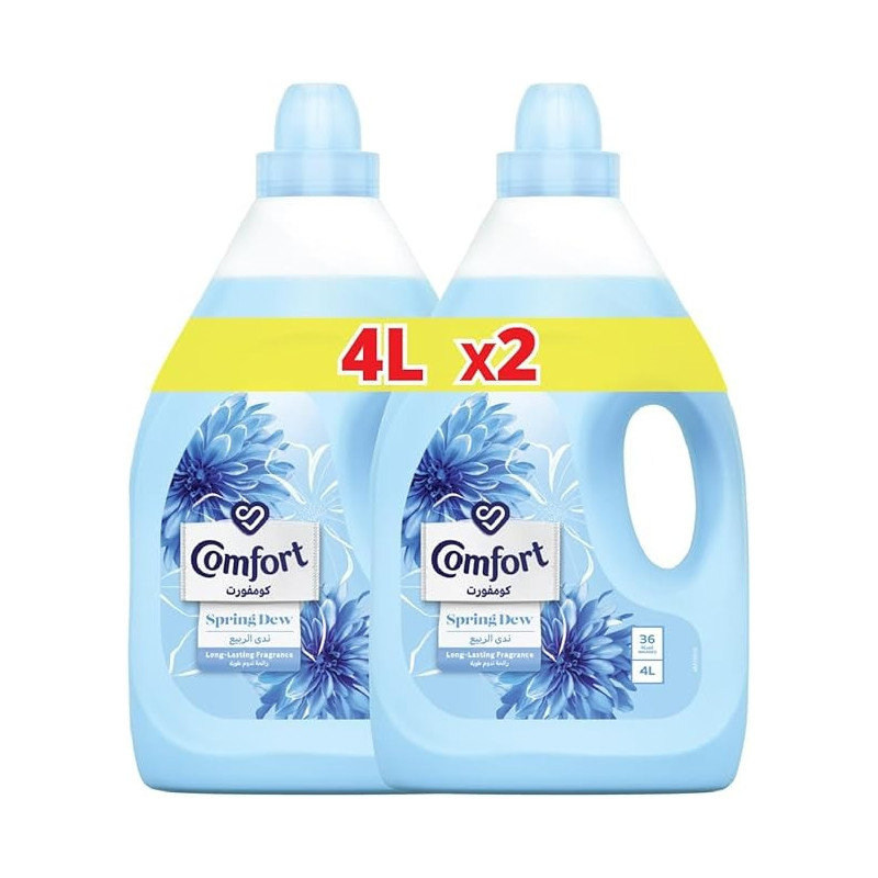 Comfort Fabric Softener, Spring Dew, For Fresh And Soft Clothes, 4L x 2, Pack Of 2