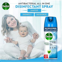 Dettol Crisp Breeze Antibacterial All In One Disinfectant Spray For Use On Sofa, Car Seats, Kitchen Surfaces, Kills 99.9 Percentage Of Bacteria And Viruses, 450Ml