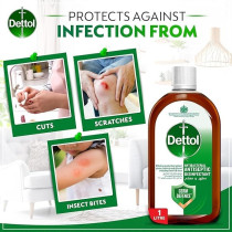 Dettol Antiseptic Antibacterial Disinfectant Liquid For Effective Germ Protection And Personal Hygiene, Used In Floor Cleaning, Bathing And Laundry, 1L, Pack Of 2