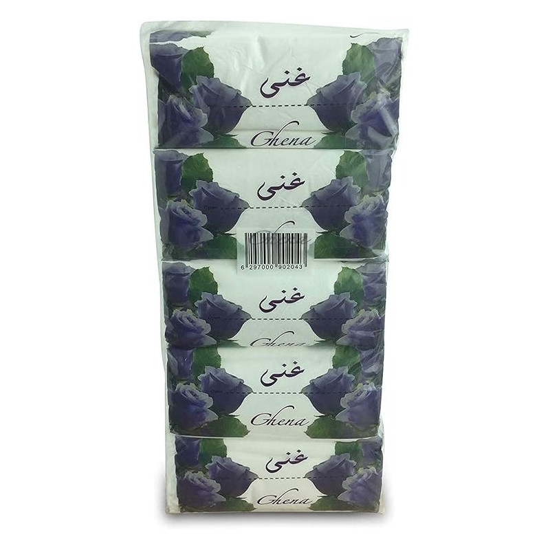 Ghena Soft Facial Tissues , Skin Friendly Recyclable White Paper Face Tissues, Super Absorbent And Strong, 210mm x 200mm, 1 Ply 600 Sheets