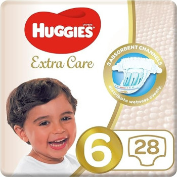 Huggies Extra Care, Size 6, 15 Plus Kg, Value Pack, 28 Diapers