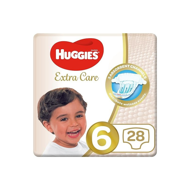 Huggies Extra Care, Size 6, 15 Plus Kg, Value Pack, 28 Diapers