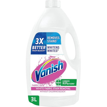 Vanish Laundry Stain Remover Liquid For Whites, Can Be Used With And Without Detergents, Additives And Fabric Softeners, 3 Litre